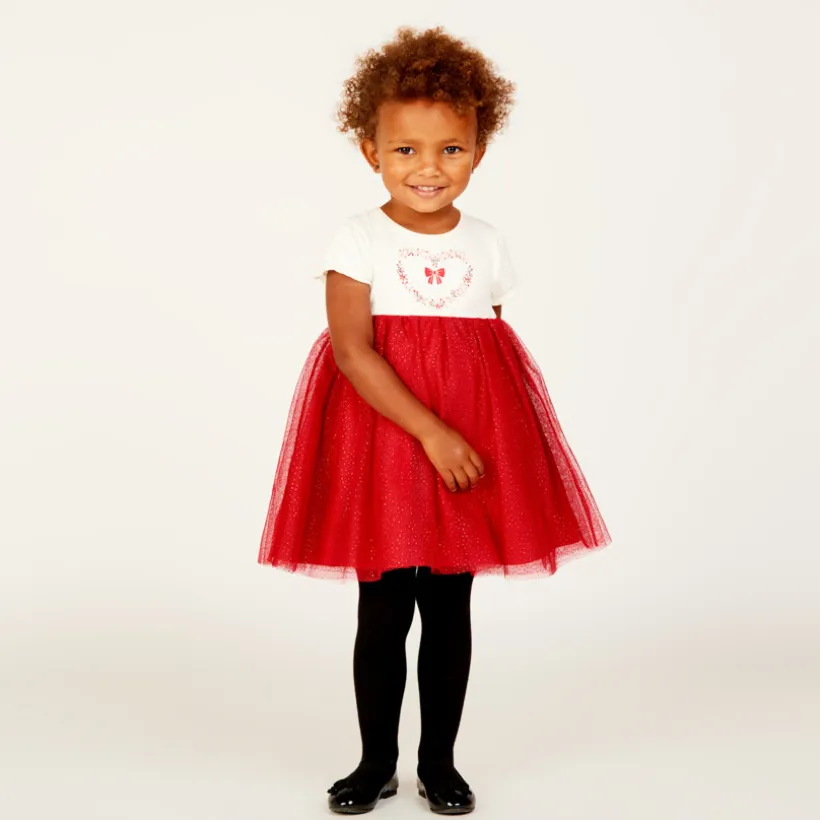 Robe de fête manches courtes effet 2 en 1 pour bébé fille