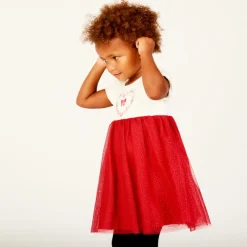 Robe de fête manches courtes effet 2 en 1 pour bébé fille
