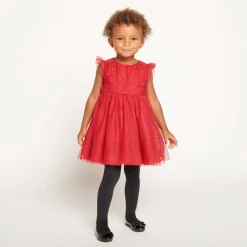 Robe de fête manches courtes en tulle pailleté pour bébé fille