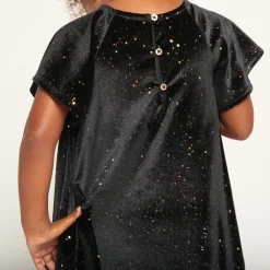 Robe de fête manches courtes en velours pailleté pour bébé fille