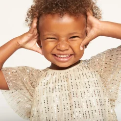 Robe de fête manches courtes scintillante pour bébé fille