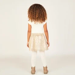 Robe de fête manches courtes scintillante effet 2 en 1 pour fille