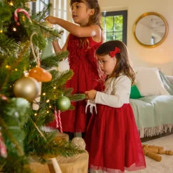 Robe de fête manches longues effet 2 en 1 pour bébé fille