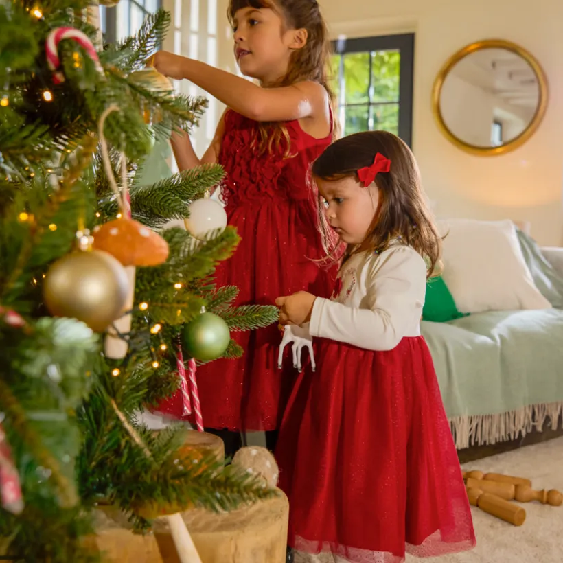 Robe de fête manches longues effet 2 en 1 pour bébé fille