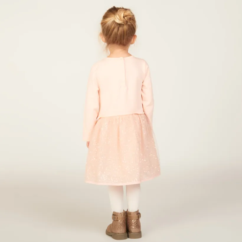 Robe de fête manches longues effet 2 en 1 pour bébé fille