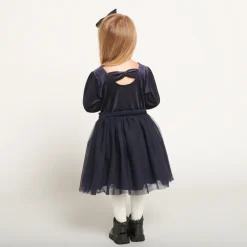 Robe de fête manches longues effet 2 en 1+ bandeau pour bébé fille