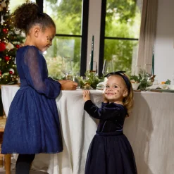 Robe de fête manches longues effet 2 en 1+ bandeau pour bébé fille