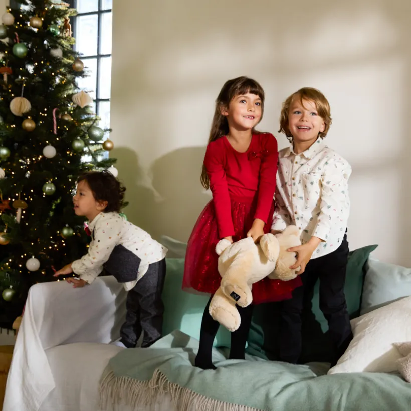 Robe de fête manches longues effet 2 en 1 à sequins pour fille