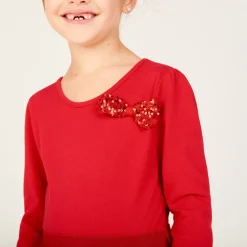 Robe de fête manches longues effet 2 en 1 à sequins pour fille