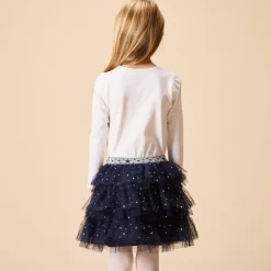 Robe de fête manches longues effet 2 en 1 bi-matière pour fille