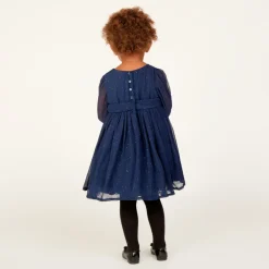 Robe de fête manches longues en crêpe pailletée pour bébé fille
