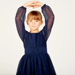 Robe de fête manches longues en crêpe pailletée pour fille