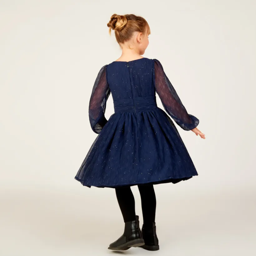 Robe de fête manches longues en crêpe pailletée pour fille