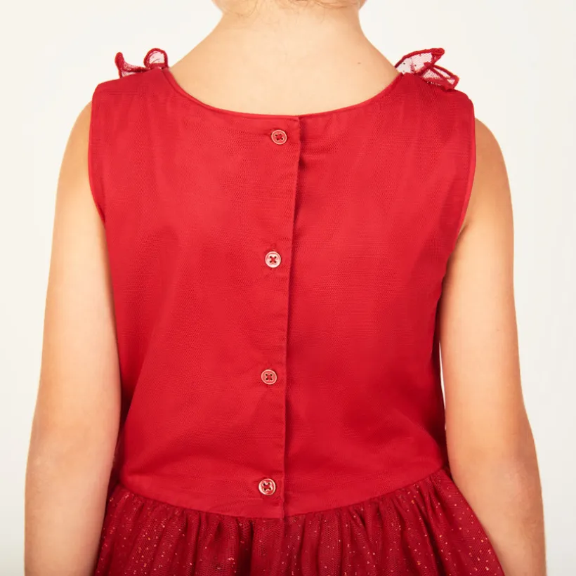 Robe de fête sans manches à froufrous pailletés pour fille