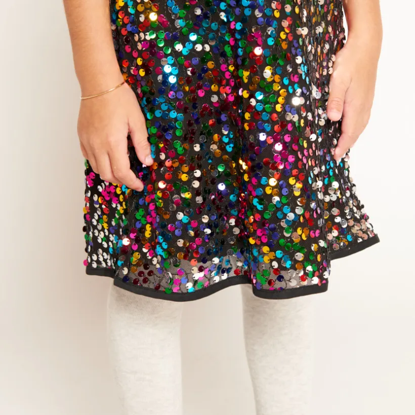 Robe de fête à sequins multicolores pour fille