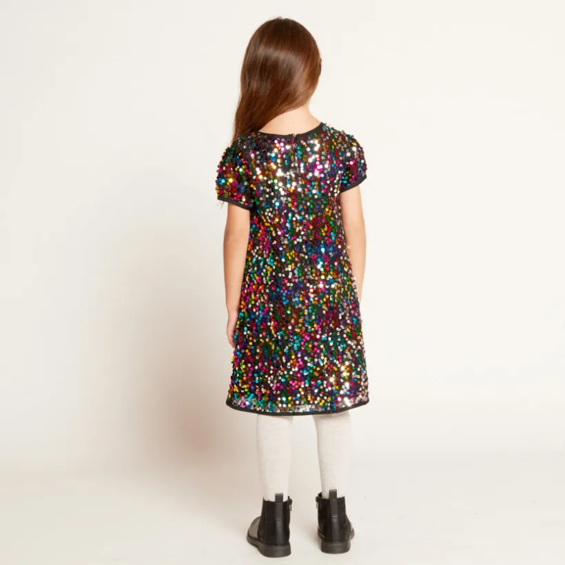 Robe de fête à sequins multicolores pour fille