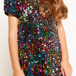 Robe de fête à sequins multicolores pour fille