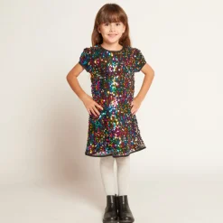 Robe de fête à sequins multicolores pour fille