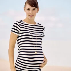 Robe de grossesse manches courtes moulante rayée
