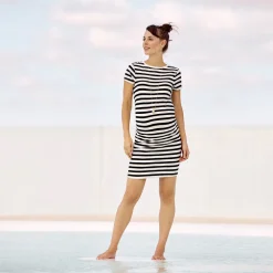 Robe de grossesse manches courtes moulante rayée