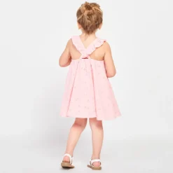 Robe dos croisé en broderie anglaise pour bébé fille