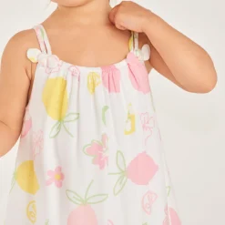 Robe à doubles bretelles imprimé citrons all-over pour bébé fille