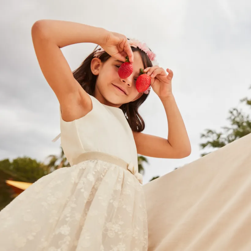 Robe effet 2-en-1 avec dos nu en forme de cœur pour fille