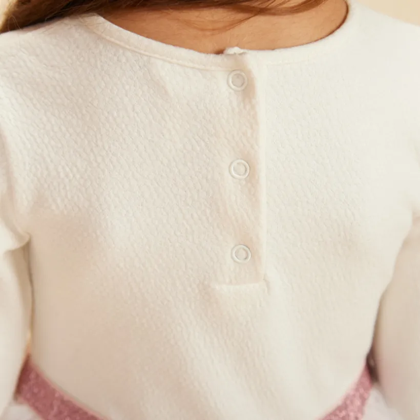 Robe effet 2 en 1 avec jupon en tulle pour bébé fille