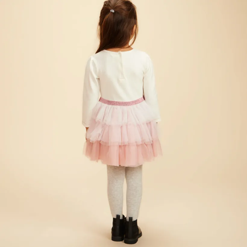 Robe effet 2 en 1 avec jupon en tulle pour bébé fille