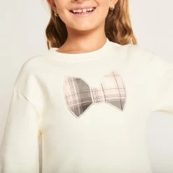 Robe effet 2 en 1 bi-matière motifs carreaux pour fille