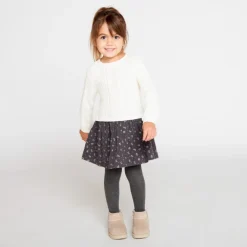 Robe effet 2 en 1 bu-matière fantaisie pour bébé fille