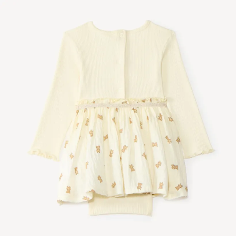 Robe effet 2 en 1 imprimé oursons pour bébé fille