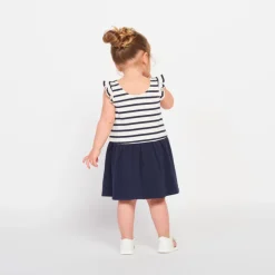 Robe effet 2 en 1 rayée et printée pour bébé fille