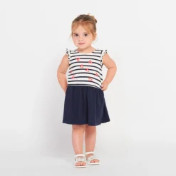 Robe effet 2 en 1 rayée et printée pour bébé fille