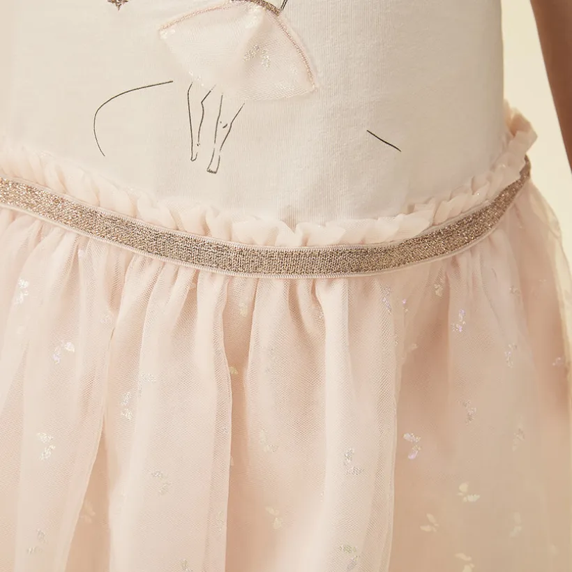 Robe effet 2 en 1 à tulle imprimé papillons pour bébé fille
