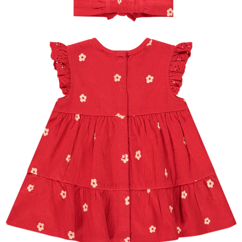 Robe effet froissé + bandeaux imprimé fleur pour bébé fille
