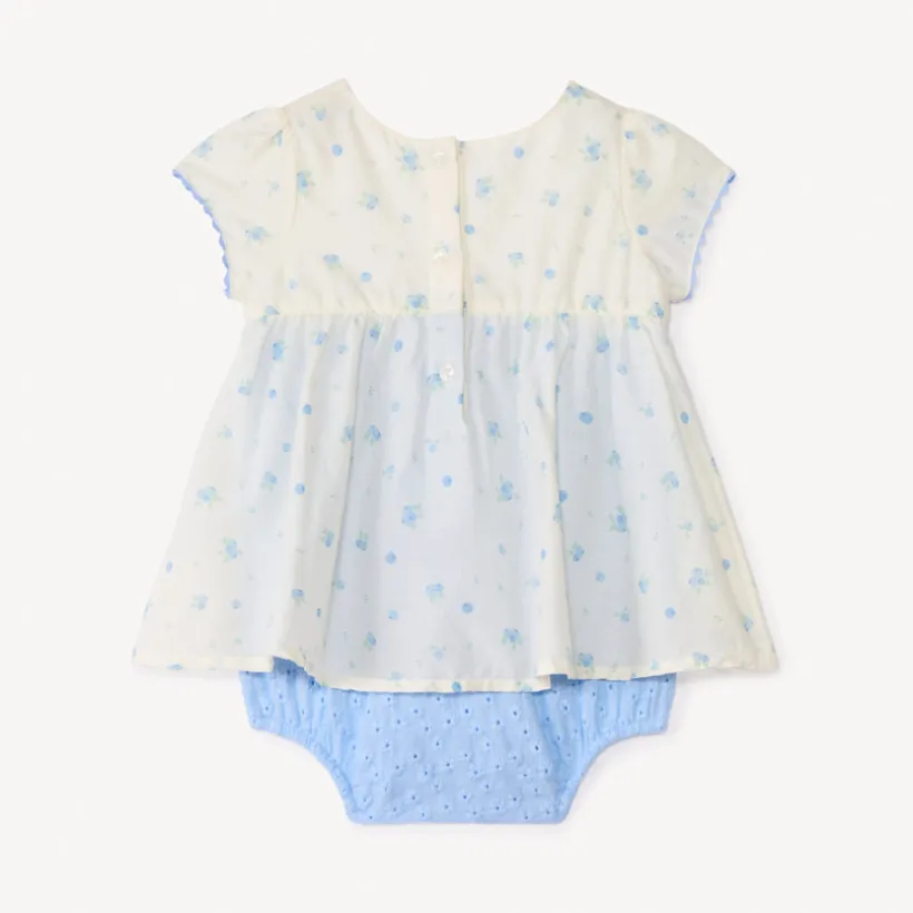 Robe effet à manches courtes 2-en-1 imprimée myrtilles pour bébé fille