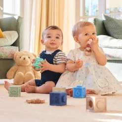 Robe effet à manches courtes 2-en-1 imprimée myrtilles pour bébé fille