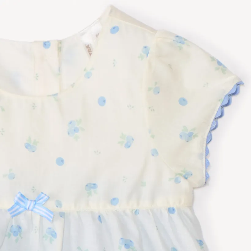 Robe effet à manches courtes 2-en-1 imprimée myrtilles pour bébé fille