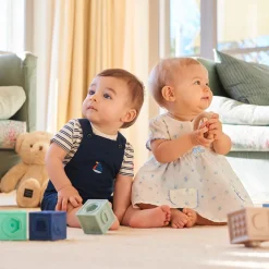 Robe effet à manches courtes 2-en-1 imprimée myrtilles pour bébé fille