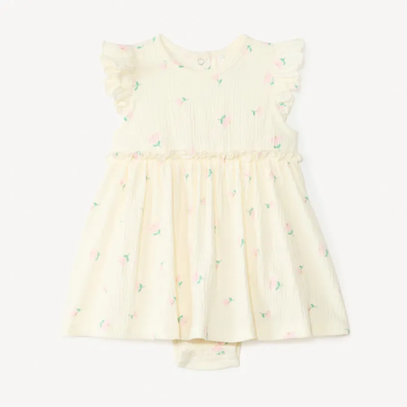 Robe 2-en-1 effet froissé avec imprimé fantaisie pour bébé fille