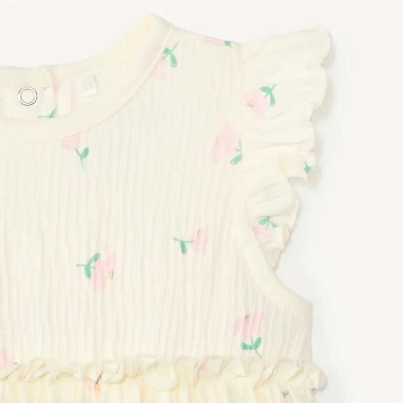 Robe 2-en-1 effet froissé avec imprimé fantaisie pour bébé fille
