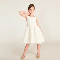 Robe en jacquard et tulle avec motifs floraux pour fille