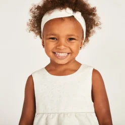 Robe en jacquard fleuri + bandeau à nœud pour bébé fille