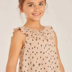 Robe en jersey fochette imprimé léopard pour fille