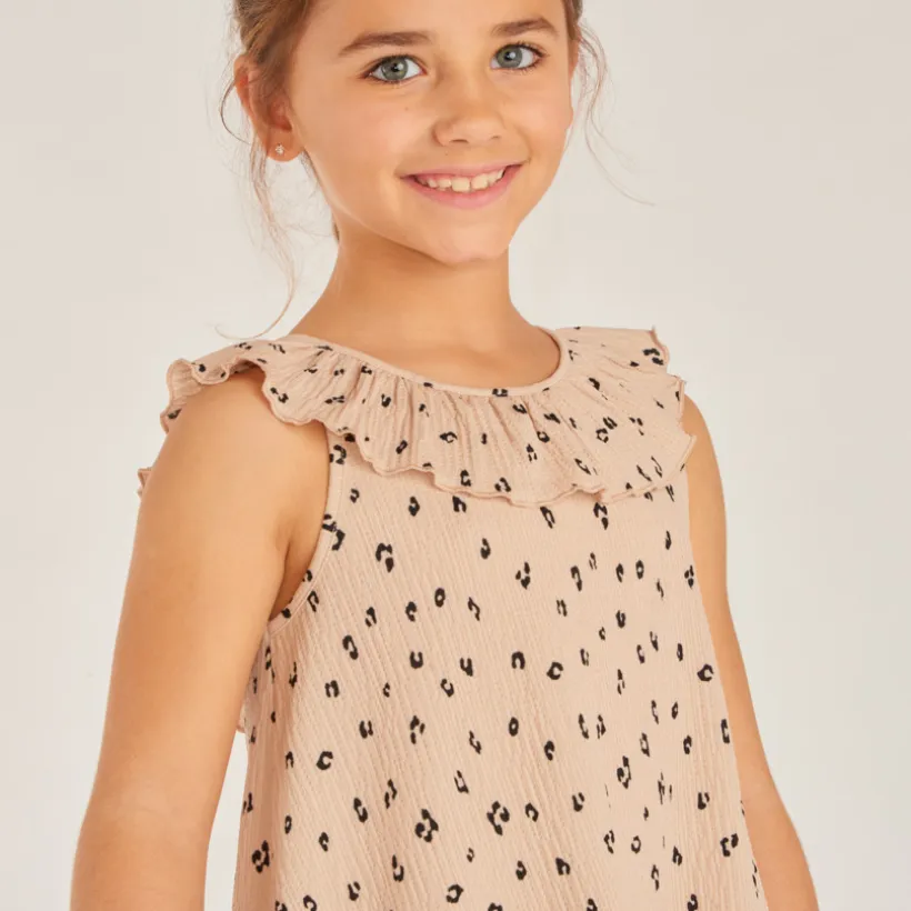 Robe en jersey fochette imprimé léopard pour fille