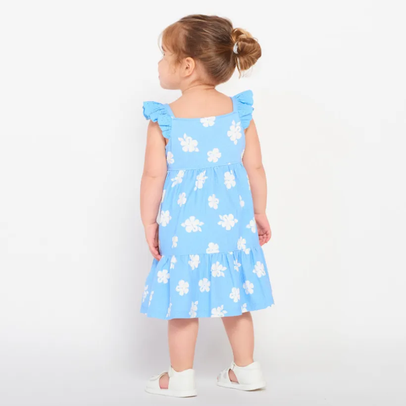 Robe en maille cloquée imprimé fleurs pour bébé fille