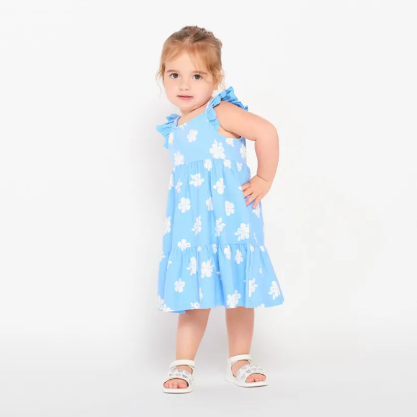 Robe en maille cloquée imprimé fleurs pour bébé fille