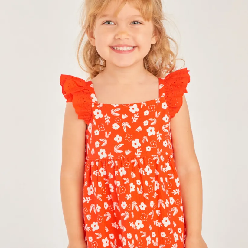 Robe en maille cloquée imprimé fleurs pour bébé fille
