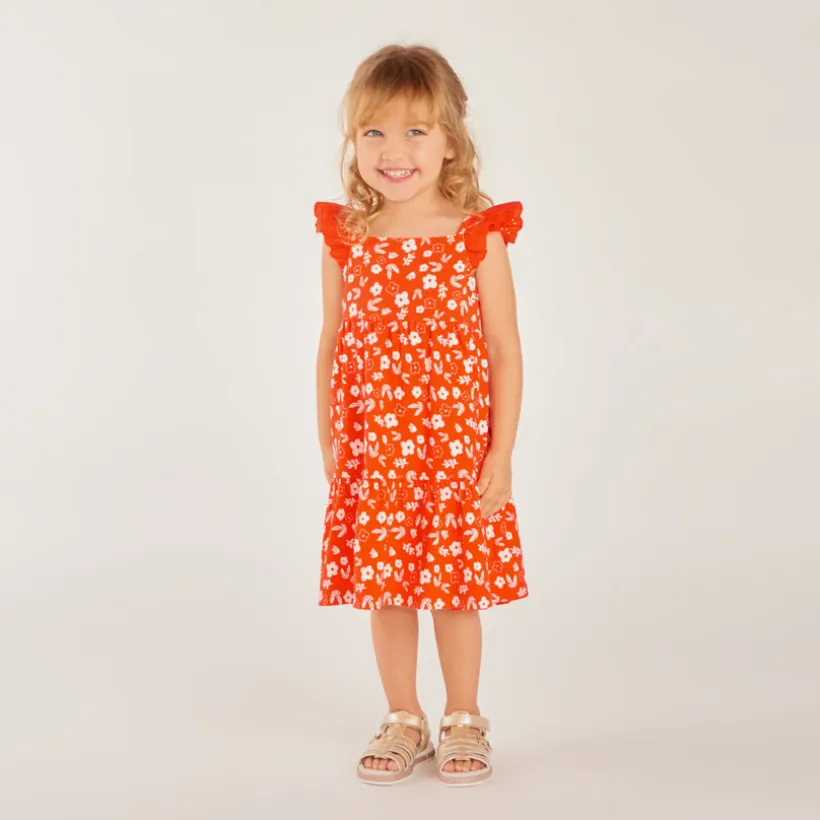 Robe en maille cloquée imprimé fleurs pour bébé fille